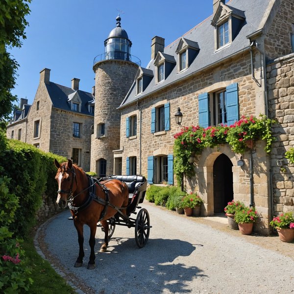 Où trouver une location de vacances en Bretagne avec des balades en calèche et des visites de phares?